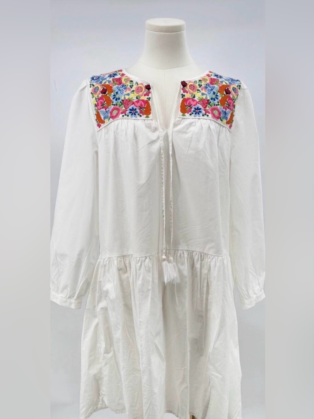 J Crew Farmers Market White Floral Embroidered Dress Cotton Fruit Short NWT M